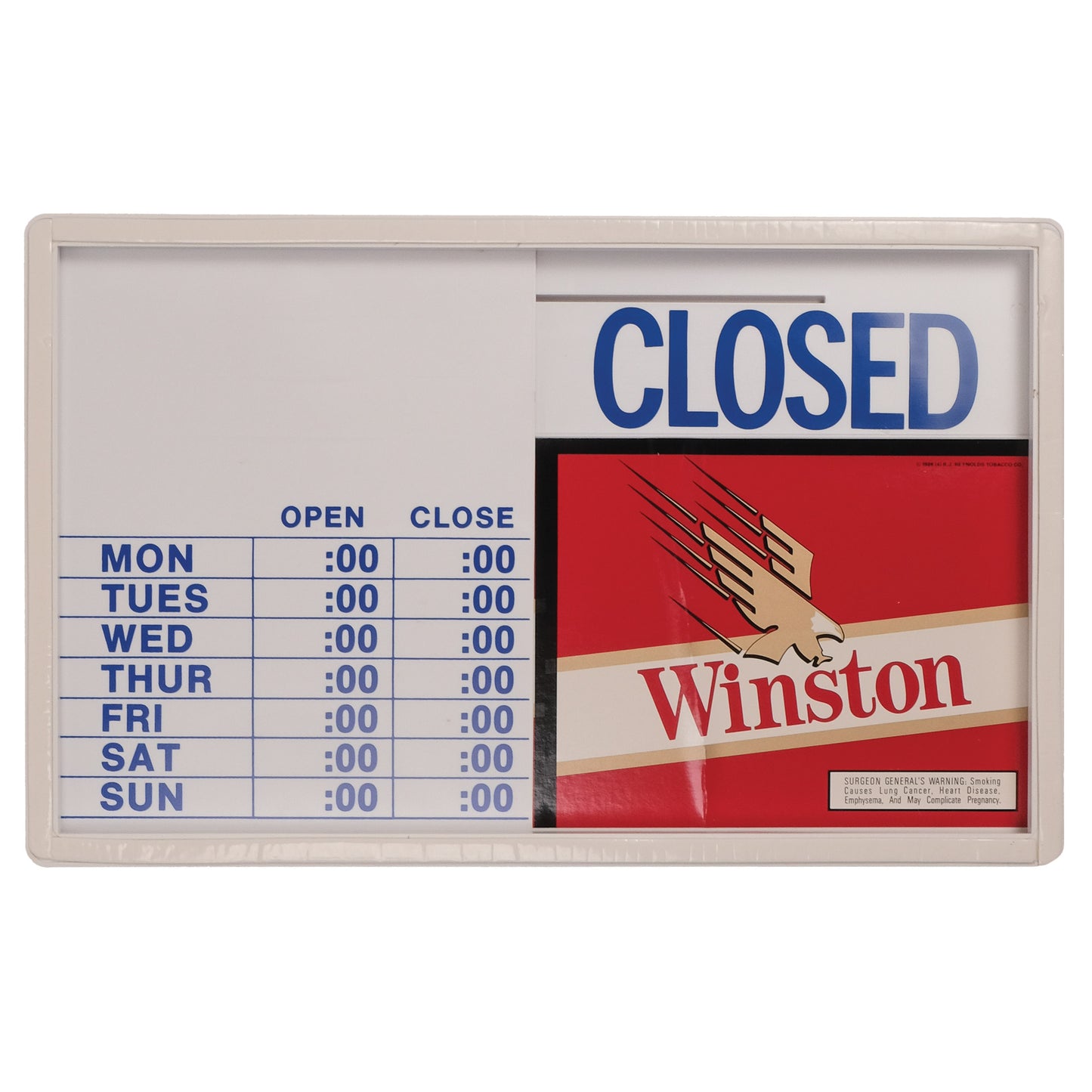 1988 NOS Winston Cigarette Open Closed Store Sign