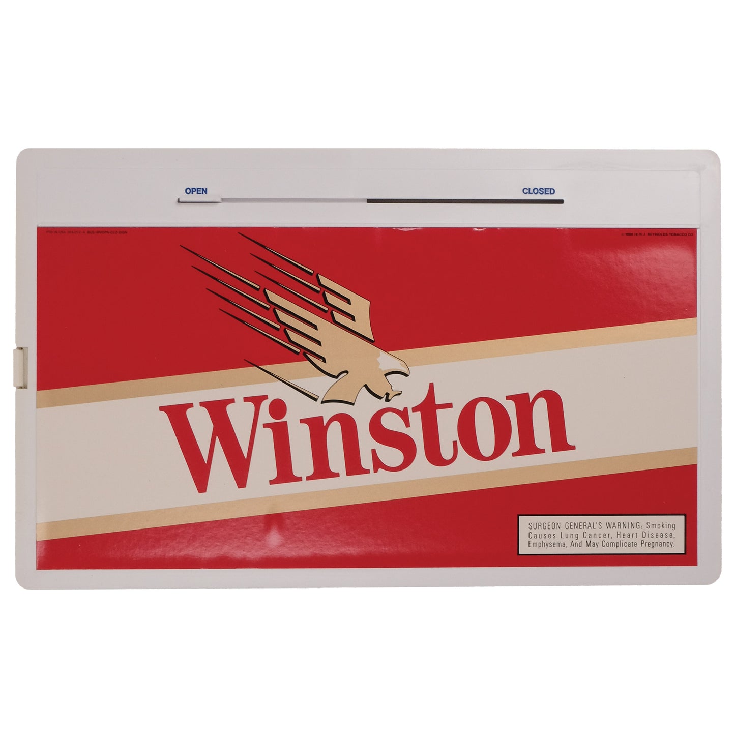 1988 NOS Winston Cigarette Open Closed Store Sign