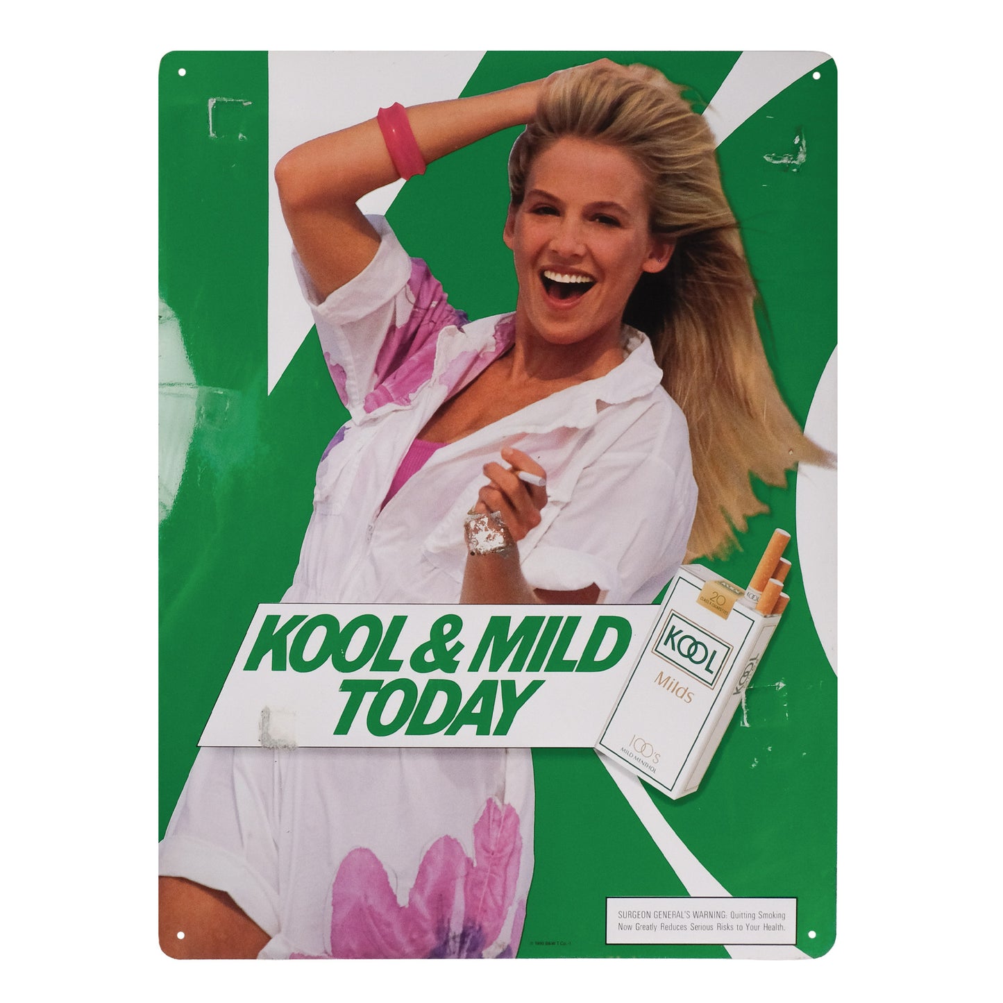 1990 Kool Cigarette Tin Sign "Kool & Mild Today"