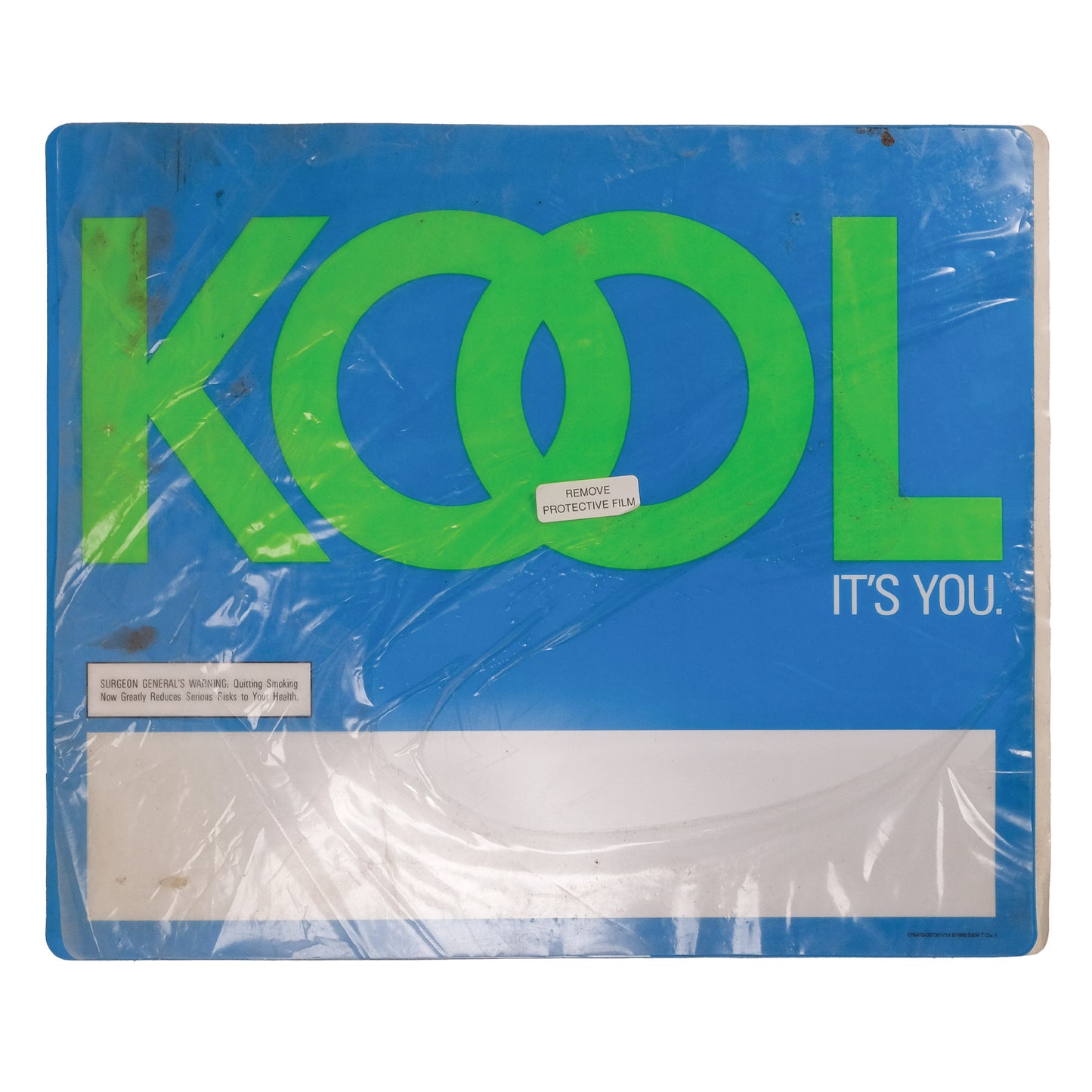 1993 NOS Kool Cigarettes "It's You" Plastic Sign