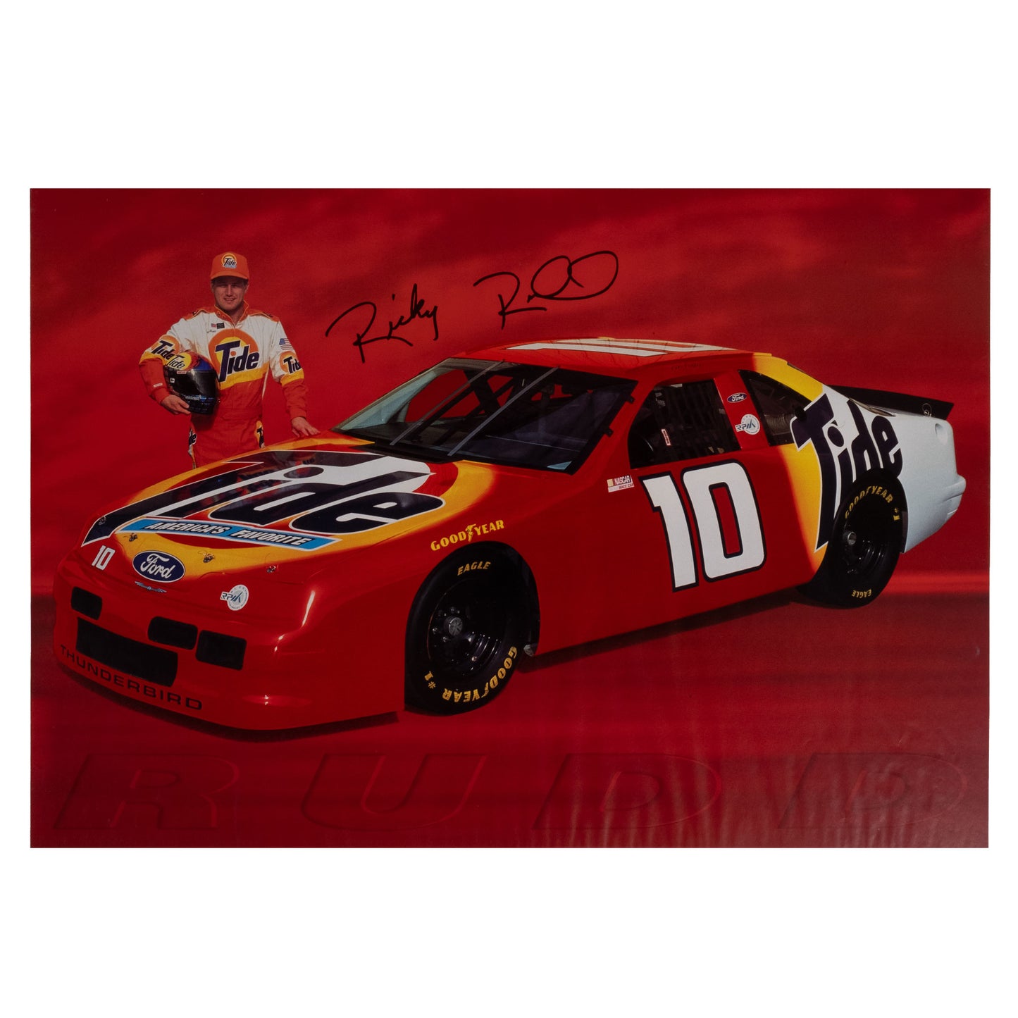 1992 Ricky Rudd Tide NASCAR Autographed Poster