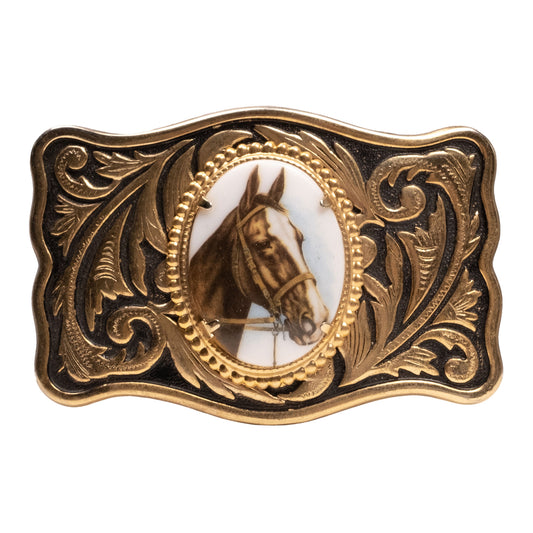 Vintage Horse Portrait Belt Buckle